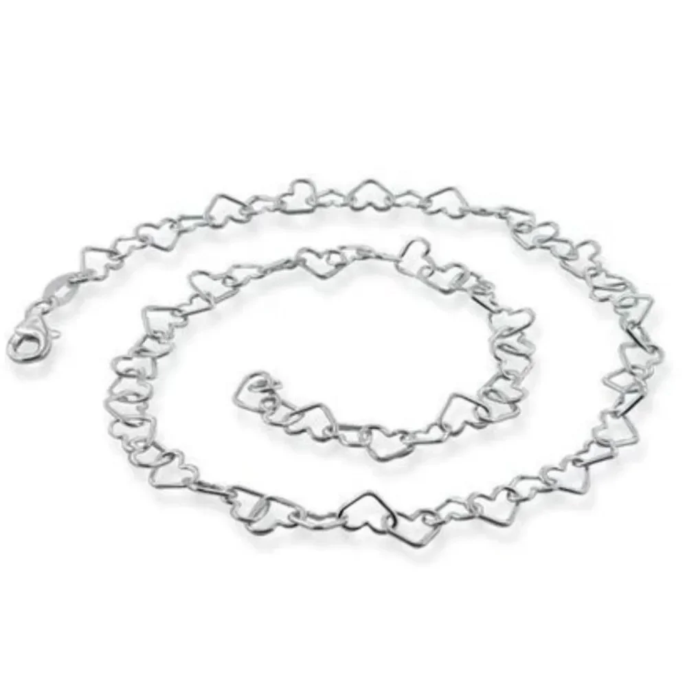 Italian Sterling Silver Heart Link 18” Chain 4.4mm New